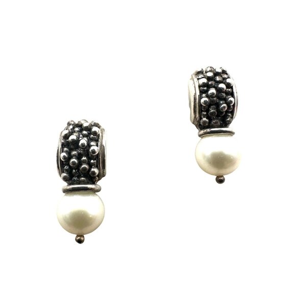 Michael Dawkins Earrings Sterling Silver Pierced Caviar Pearl Design - Picture 1 of 3
